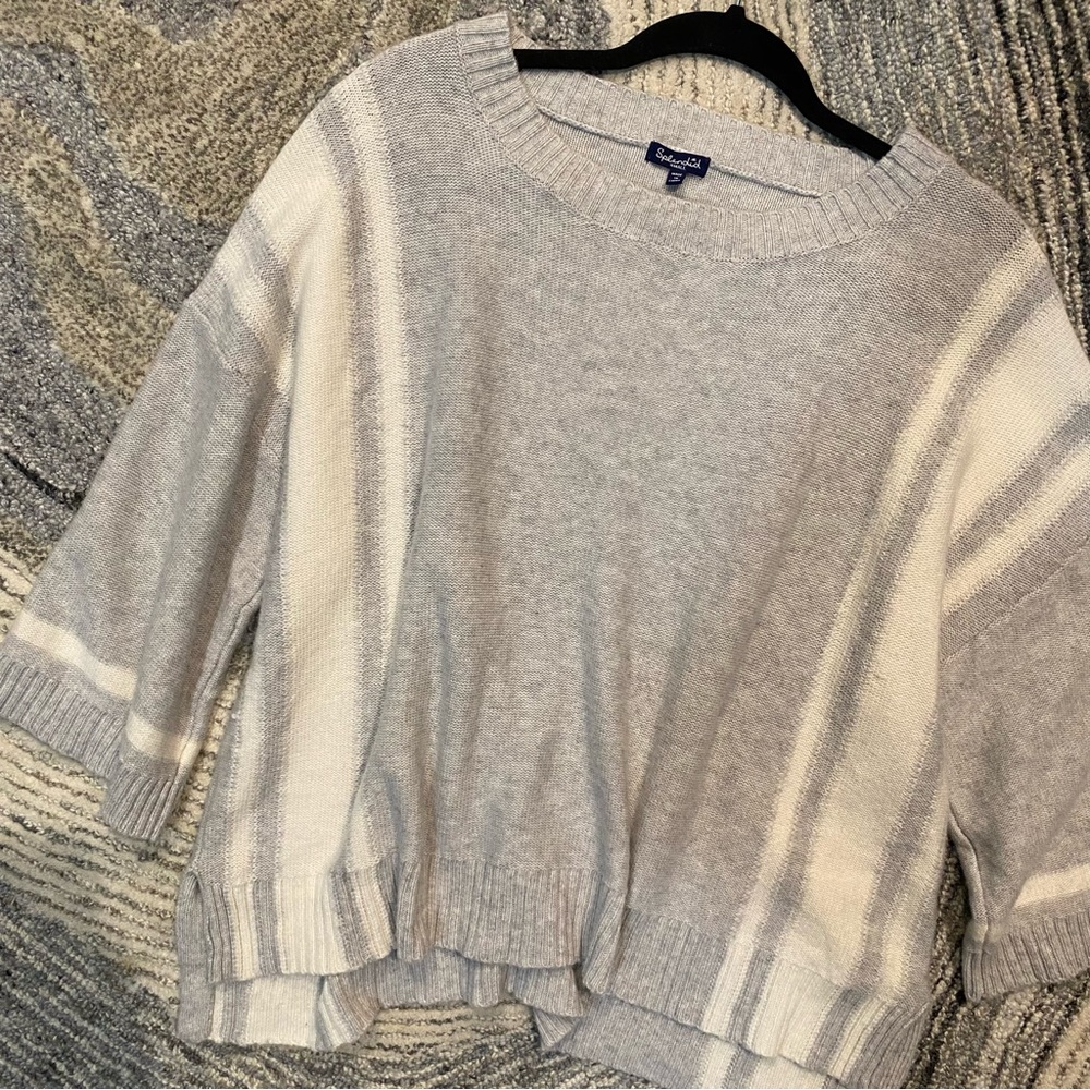 SPLENDID Veranda Stripe Quarter Sleeve Pullover Sweater Top